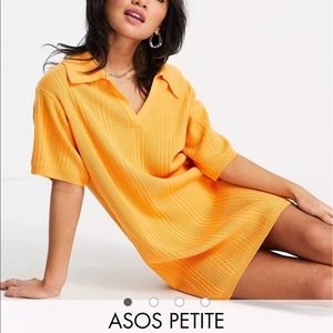 ASOS petite knit mini dress with collar detail in orange